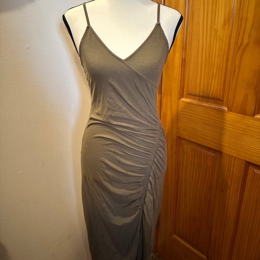 Elegant Tan Spaghetti Strap Dress